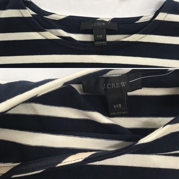 J. Crew Wrap Crewneck Top Navy White XXS - Picture 5 of 10